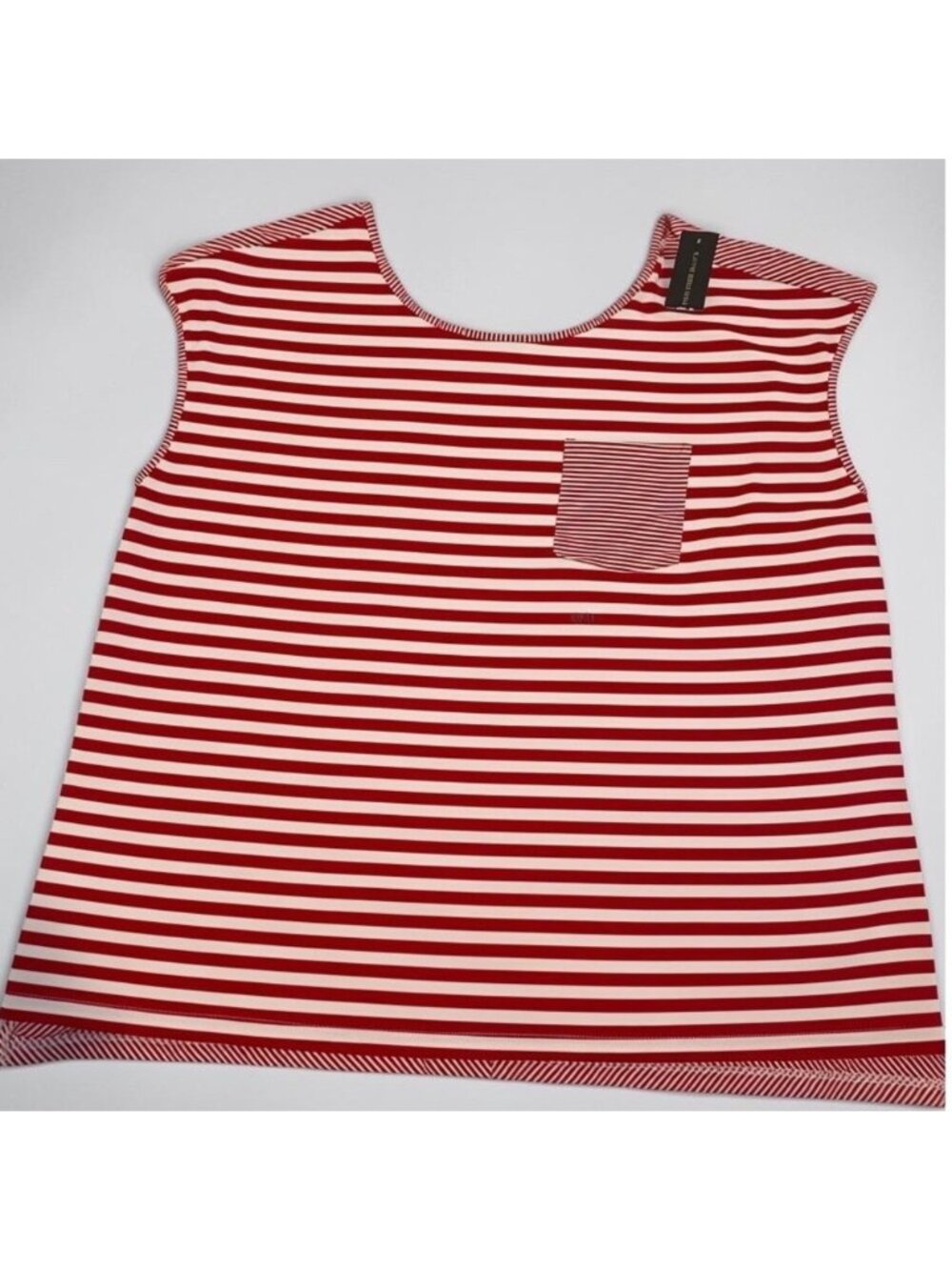 Red White Striped Sleeveless Pocket Tank Top Plus Size 22/24 NEW
